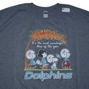 Miami Dolphins T-Shirt Men's Size 5XL Peanuts Snoopy Gang Fall Ball Football NEW